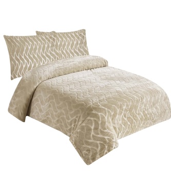 Jahu Povlečení mikroflanel struktura Vlnka béžová 140x200, 70x90 cm