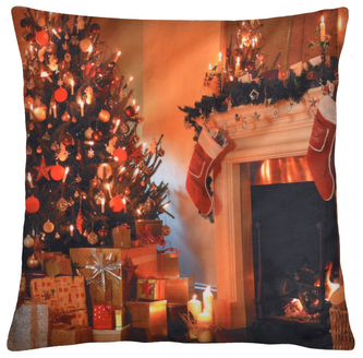 Vánoční polštář CANDLE FLAME 40x40 cm vánoční krb