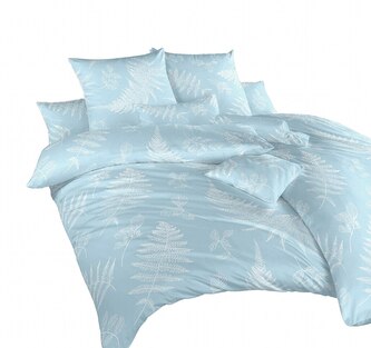 Dadka Povlečení krep Kapradí bílé na světle modrém 240x220, 2x70x90 cm