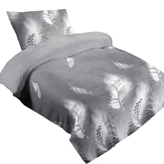 Jahu Povlečení mikroflanel Peří šedé 140x200, 70x90 cm