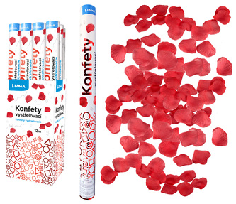 Konfety vystřelovací 60cm plátky růží červené LUMA