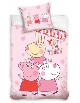 Carbotex Povlečení bavlna do postýlky Prasátko Peppa Kamarádky Zuzka a Rebeka 100x135, 40x60 cm