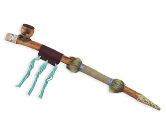 Dřevěná dekorace Indiánská dýmka míru - 60 cm - var. F