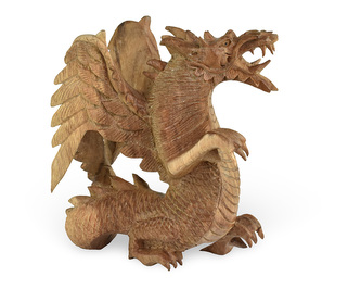 Dřevěná socha Drak 20 cm natural