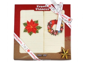 Praktik Vánoční dárková sada utěrek 50x70 Hvězda a věnec 2 ks