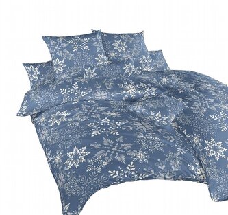 Dadka Povlečení krep Snowflakes šedomodré 200x220, 2x70x90 cm