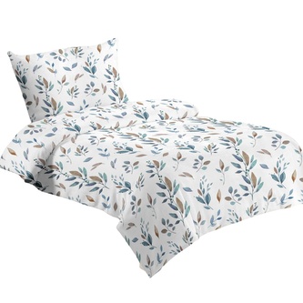 Jahu Povlečení mikroflanel Šedomodré větvičky 140x200, 70x90 cm