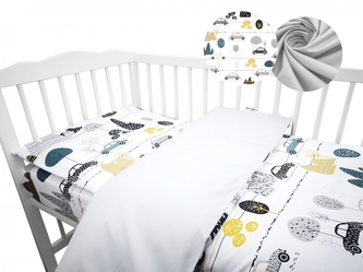 2-dílné bavlněné povlečení Baby Nellys - Auta v aleji, šedá; 120x90