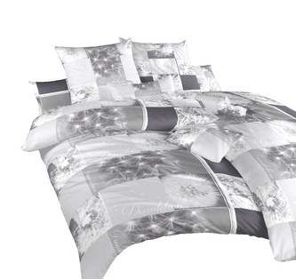 Dadka Povlečení bavlna Pampelišky 3D šedé 200x200, 2x70x90 cm