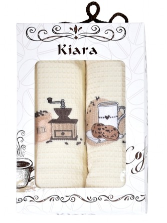 Praktik Dárková sada utěrek Kiara Kafe mlýnek a sušenka 50x70 cm 2 ks