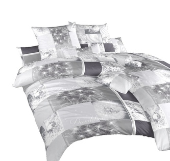 Dadka Povlečení krep Pampelišky 3D šedé 220x220, 2x70x90 cm