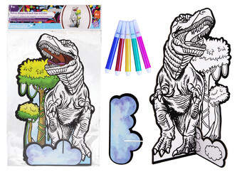 Sametové omalovánky + fixy - 3 ks v sadě, dino, lama, mořská panna