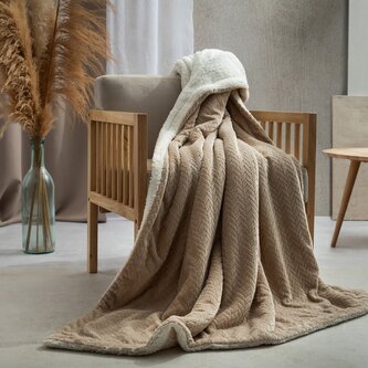 Mikrovláknová deka s beránkem | LAREN | béžová rybí kost | 150x200 cm | 855943