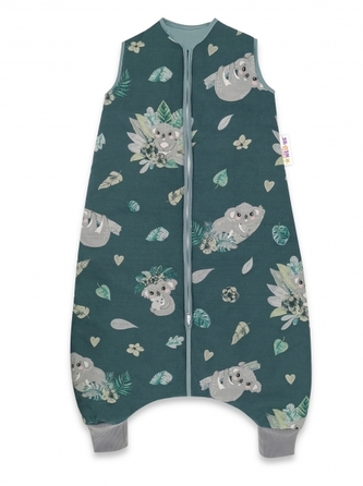 Teplejší spací vak s nohavičkami Baby Nellys, Tropical Koala - zelená; S (0-2,5r)