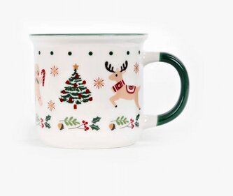 Vánoční hrníček  | UNIS | se sobem a zelenou rukojetí | 0,4 l | 711152