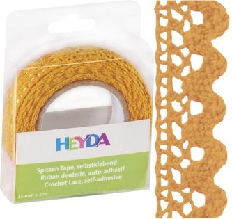 Krajková textilní páska 1,5cm x 2m samolepicí - mango