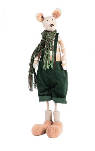 Vanoční figurka | CAROL | Myš v zelených kalhotách se šátkem | 15x42 cm | 712944