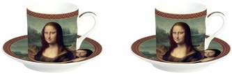 Sada dvou šálků a podšálků na espresso Mona Lisa
