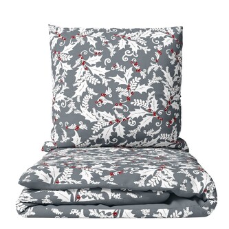 HOME ELEMENTS Povlečení mikroflanel 140*200 + 70*90, Tisk Šedá cesmína