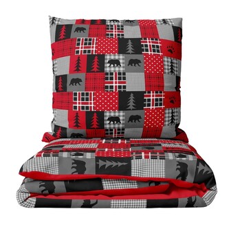 HOME ELEMENTS Povlečení mikroflanel 140*200 + 70*90, Tisk Tlapkové káro