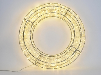 Kovový LED věnec bílý 50 cm, světlo teplé bílé