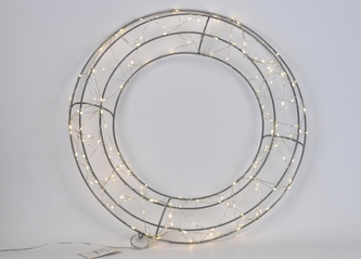 Kovový LED věnec bílý 58 cm, světlo teplé bílé