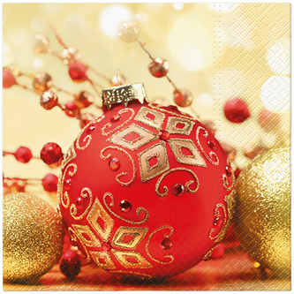 Ubrousky TaT 33x33cm Red And Gold Bauble