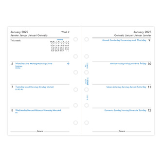Filofax, Kalendář 2025 kapesní, týden/2 strany, 5 jazyků