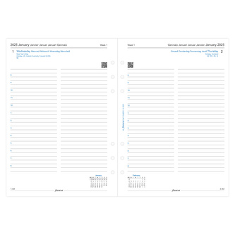 Filofax, Kalendář 2025 A5, den/1 strana, 5 jazyků