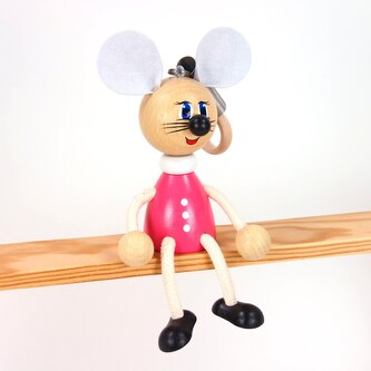 Paní Myšáková - dřevěná figurka na pružině