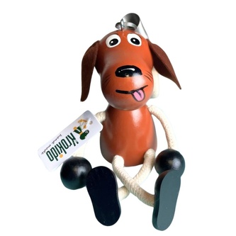 Hnědý pejsek - dřevěná figurka na pružině