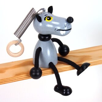 VLK - dřevěná figurka na pružince