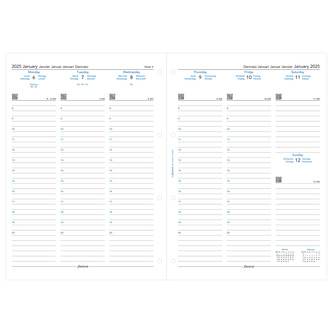 Filofax, Kalendář 2025 A4, týden/2 strany, sloupce, 5 jazyků