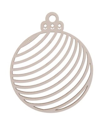 Bombka drewniana w paski 3szt biała