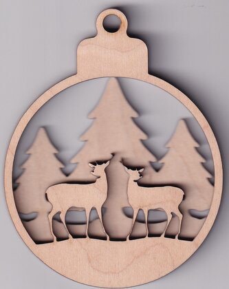 Dřevěná ozdoba Veselé Vánoce - Lesní zvěř 8 cm