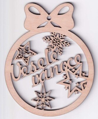 Dřevěná ozdoba Veselé Vánoce - hvězda 10 cm