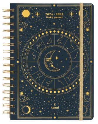 Plánovací týdenní diář A5 2024/2025 Astral se samolepkami, záložkami a obálkou (14,8 x 21 cm)