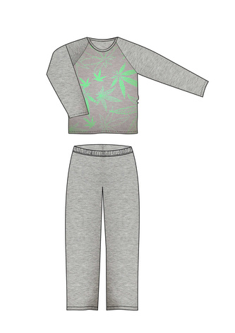 Lonka® Lopping pyžamo dlouhý rukáv tráva/melé/celotisk L 1 ks