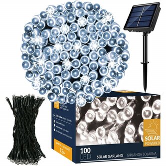 LED řetěz - 12m, 100LED, 8 funkcí, solar, IP44, studená bílá LED řetěz - 12m, 100LED, 8 funkcí, solar, IP44, studená bílá