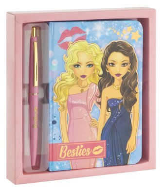 Zápisník s kuličkovým perem - Besties, růžový