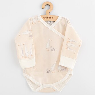 Kojenecké bavlněné celorozepínací body s dlouhým rukávem New Baby Husičky - velikost 62 (3-6m)