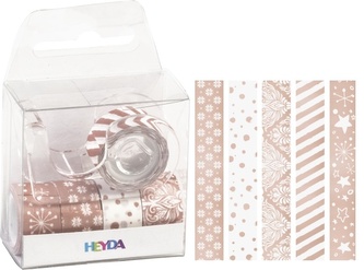 Páska papírová mini lepicí 5ks -měděná: 1,2cm x 3m