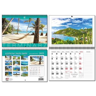 Kalendarz 2025 A4 terminarz 13 plansz Egzot. Zakąt