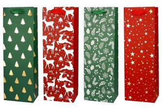 Torba prezentowa na butelkę 12x36 Renifer Gwiazdki