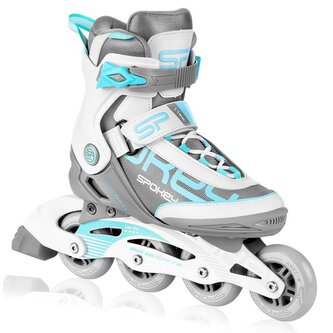 Spokey PRIME PRO Kolečkové brusle, bílo-tyrkysové, vel. 39 Spokey PRIME PRO Kolečkové brusle, bílo-tyrkysové, vel. 39