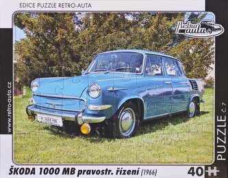 RETRO-AUTA Puzzle č.07 Škoda 1000 MB (1966) pravostranné řízení 40 dílků