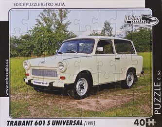 RETRO-AUTA Puzzle č.56 Trabant 601 S Universal (1981) 40 dílků