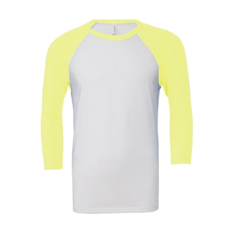 Tričko Bella Triblend Baseball 3/4 - bílé-žluté, M