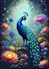 BLUEBIRD Puzzle Květiny a páv 500 dílků