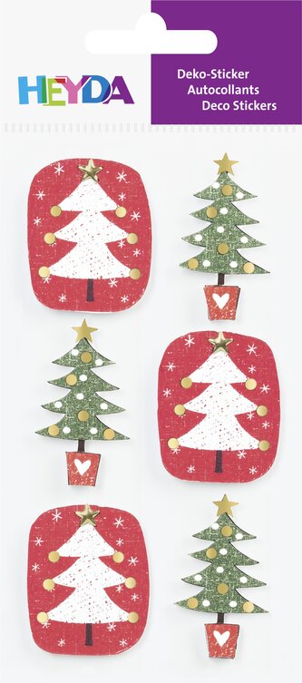 Papírová samolepicí dekorace 3D - stromečky